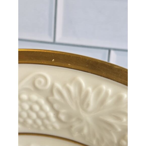 Lenox Round Embossed Serving Platter with Gold Trim 13" EUC Made In USA EUC - Picture 9 of 10